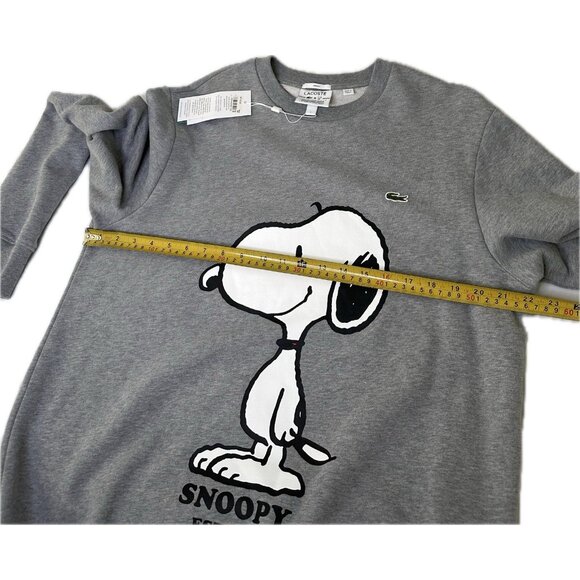 Lacoste X Peanuts Snoopy Graphic Fleece Sweatshirt Gray Unisex L NWT - Picture 4 of 11